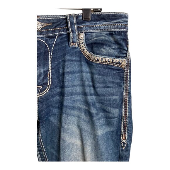 Rock Revival women’s 30” Meri Easy Boot jeans contrast stitching‎ western bottom - Picture 10 of 14